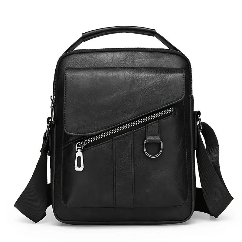 1pc Large Capacity PU Leather Men's Shoulder Bag, Casual Messenger Simple Business Trendy Sling Bag