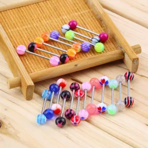 20pcs/set Sexy jewelry Colorful Assorted Ball Tongue Nipple Bar Ring Barbell Piercing Tongue Body Jewelry