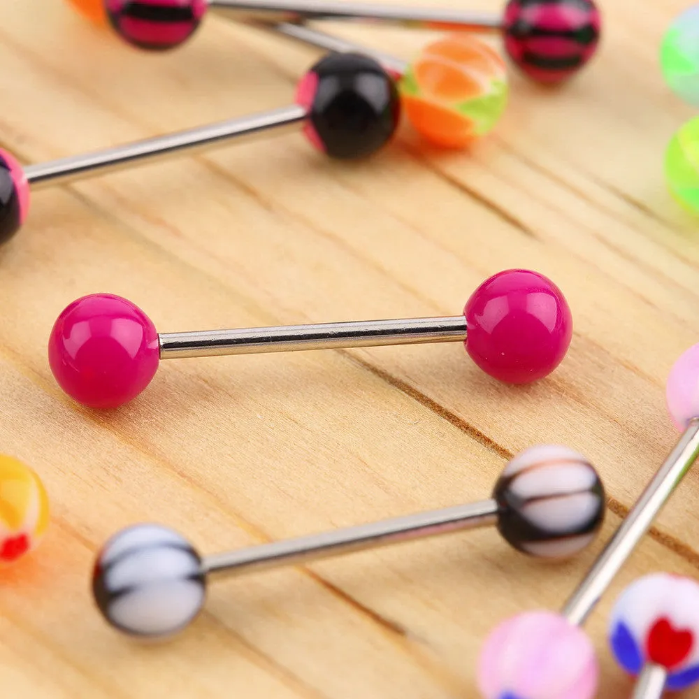 20pcs/set Sexy jewelry Colorful Assorted Ball Tongue Nipple Bar Ring Barbell Piercing Tongue Body Jewelry