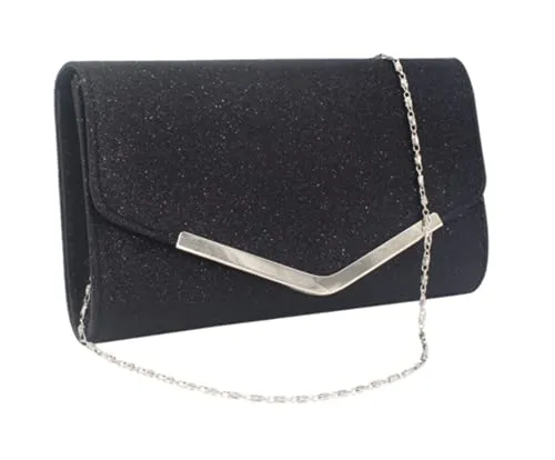 Alifyt Women Glitter Envelope Clutch Bag Wedding Evening Handbag Chain Shoulder Bag