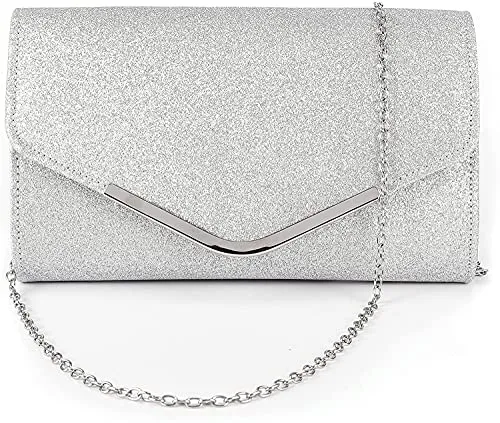 Alifyt Women Glitter Envelope Clutch Bag Wedding Evening Handbag Chain Shoulder Bag