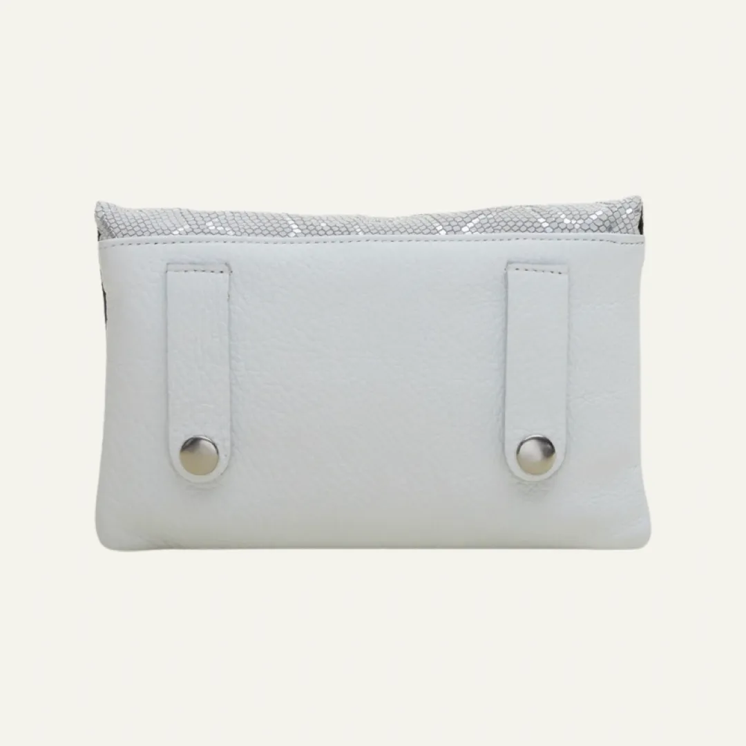 Belt Bag | Silver and White Snake Print "The Winfrey"