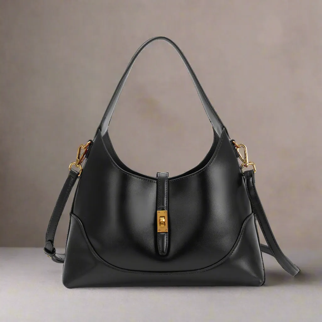 Caroline Black Recycled Vegan Shoulder Bag