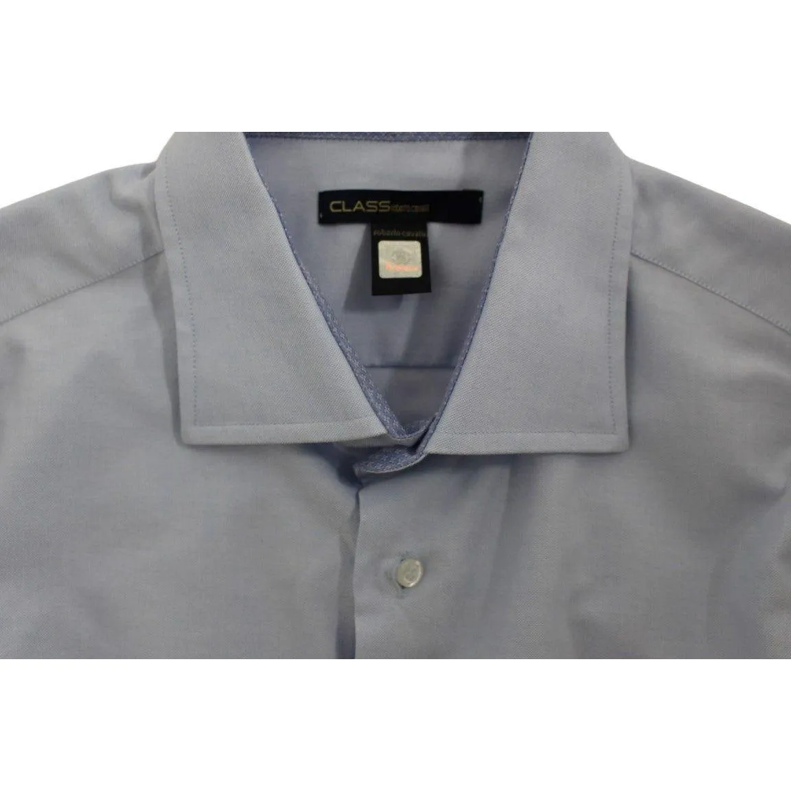 Cavalli Elegant Light Blue Italian Cotton Shirt