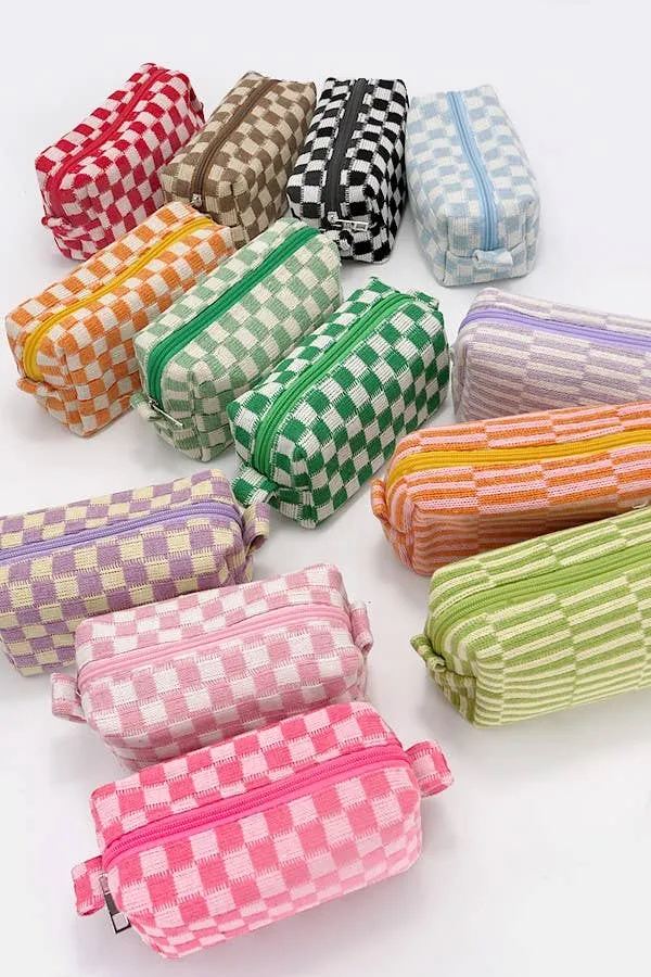 Checker Makeup Cosmetic Pouch Bag