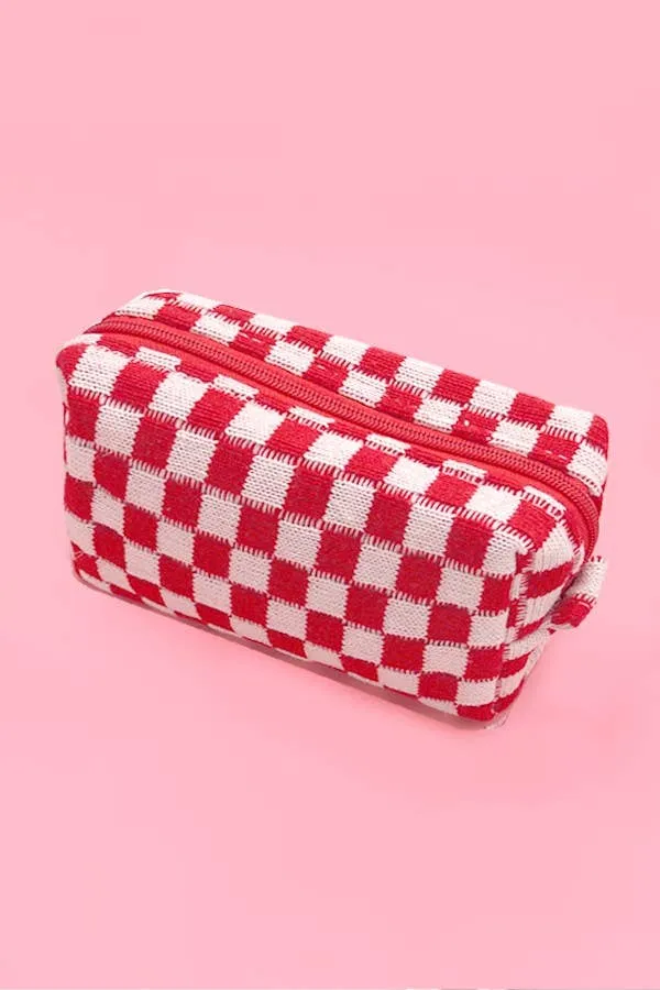 Checker Makeup Cosmetic Pouch Bag