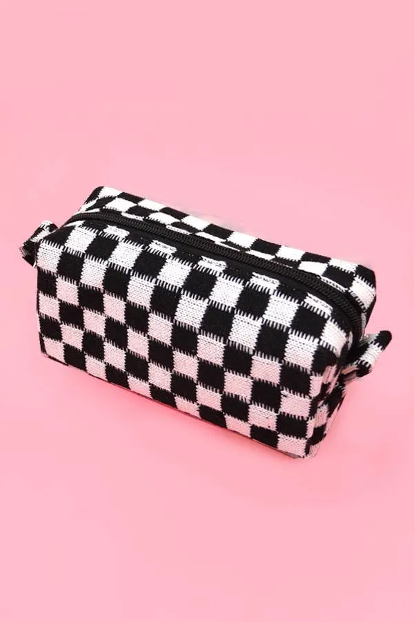 Checker Makeup Cosmetic Pouch Bag