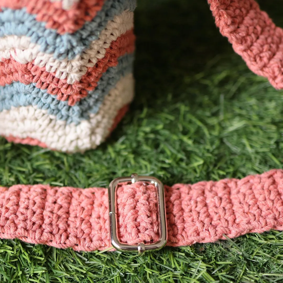 Chevron Peach Handmade Crochet Sling Bottle Cover