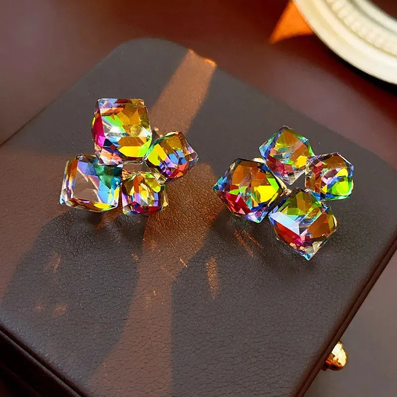 Colorful Crystal Geometric Square Angles Unusual Fantastic Earring