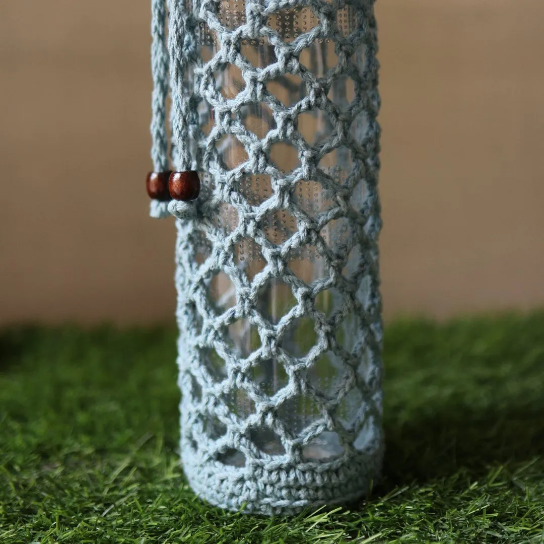 Crochet Web Grey Handmade Bottle Cover