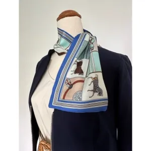 Designer Two Way Scarf - Cobalt Horses