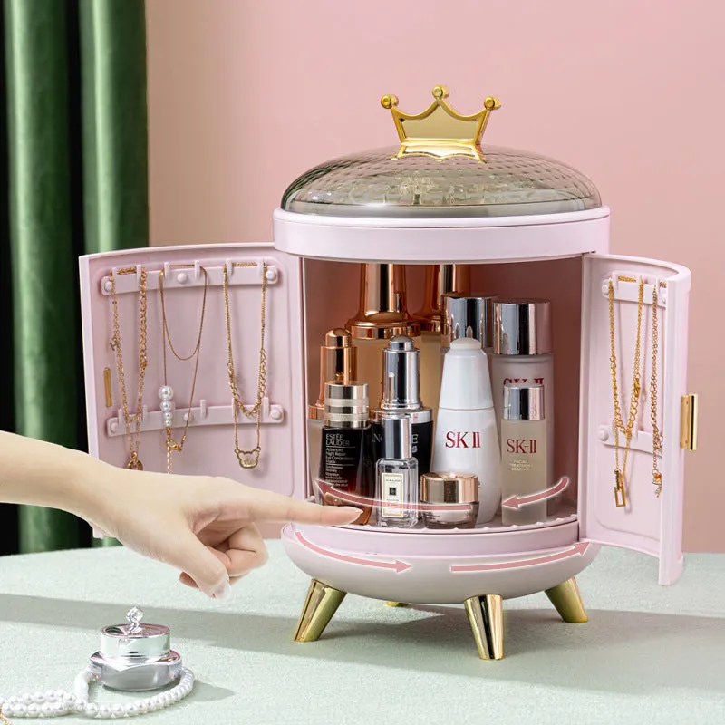 Desktop Dressing Rotating Jewelry Display Box Skin care Product Storage Shelf Dust-Proof Cosmetic Box