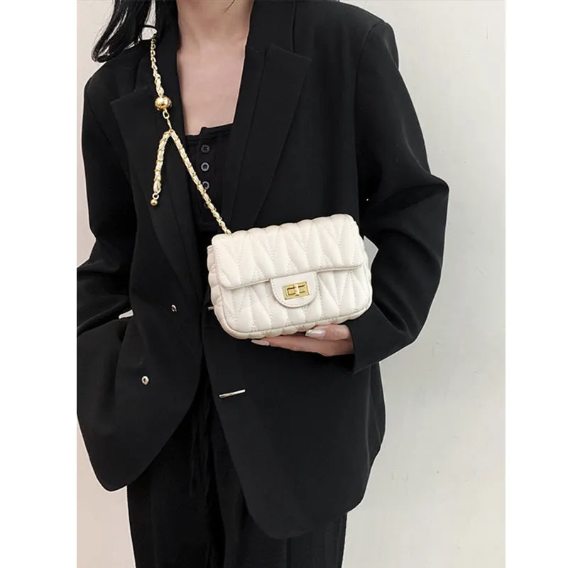 DUNNMALL Small Bag for Women Mori Style Small Golden Balls  Summer New Fashion High-Grade Diamond Plaid Chain Bag Elegant Crossbody Bag