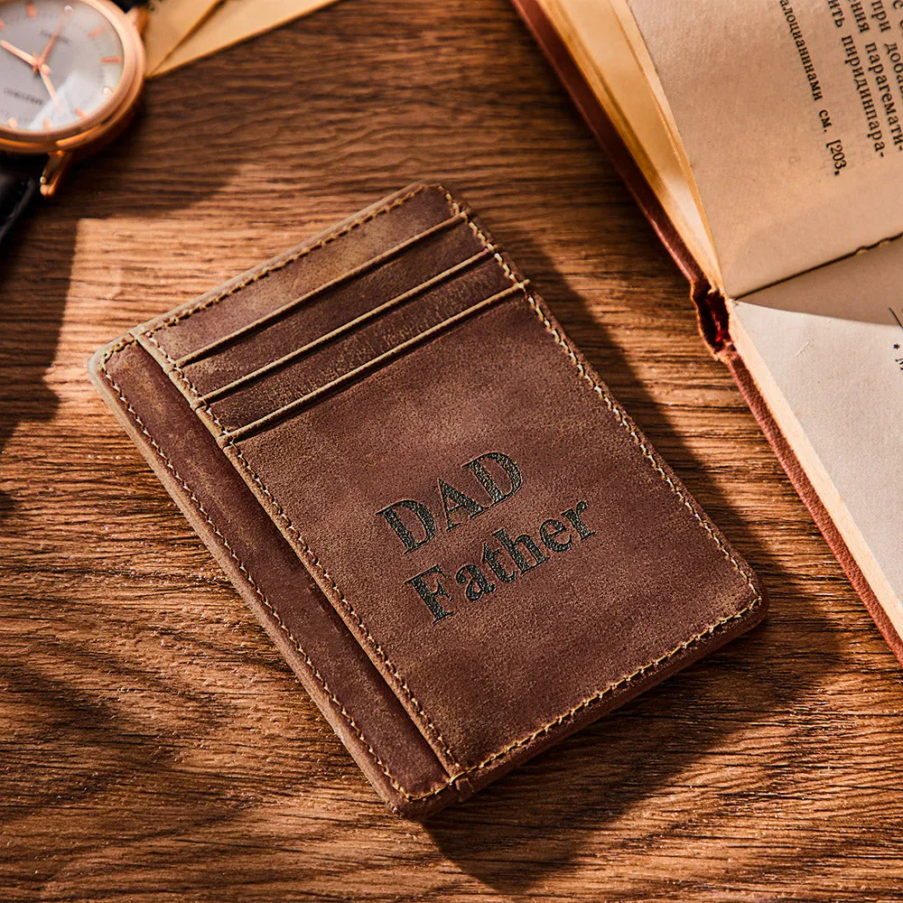 Father's Day Gifts Leather Card Holder Leather Card Wallet Card Bag Minimalist Wallet for Men