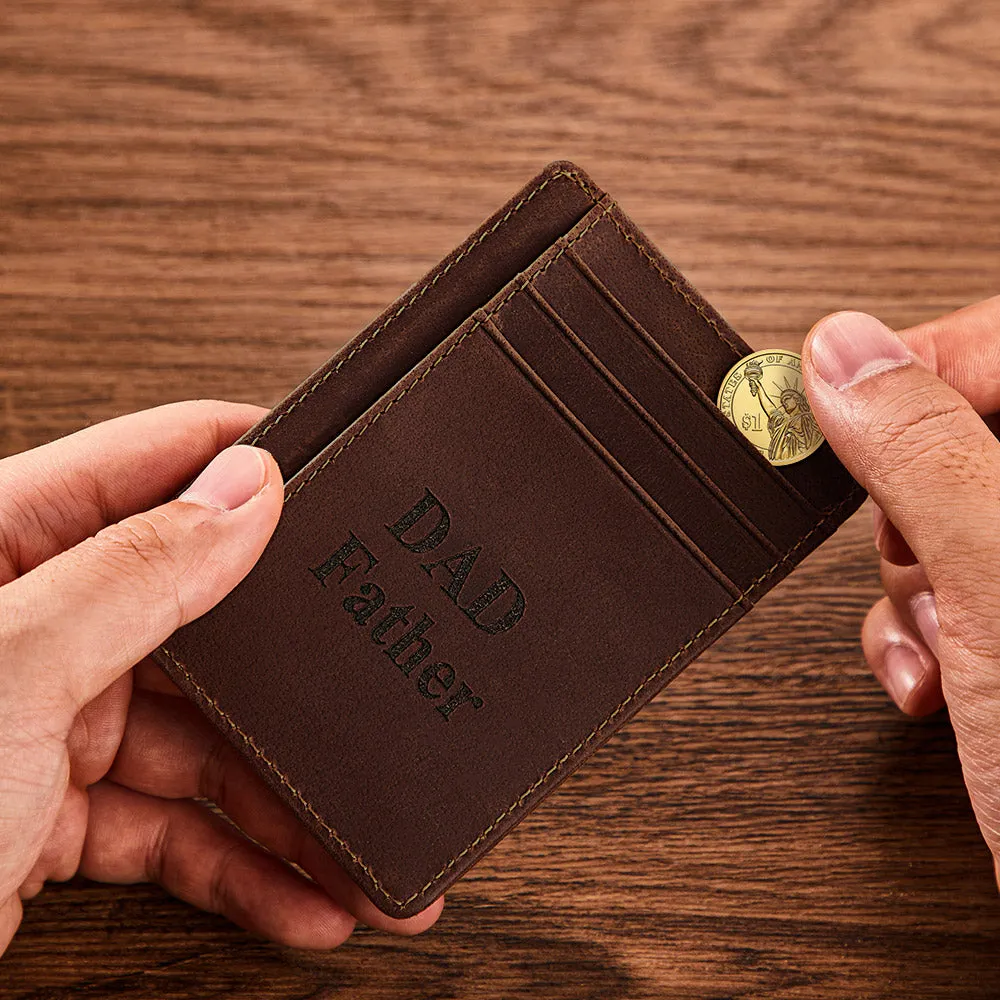 Father's Day Gifts Leather Card Holder Leather Card Wallet Card Bag Minimalist Wallet for Men