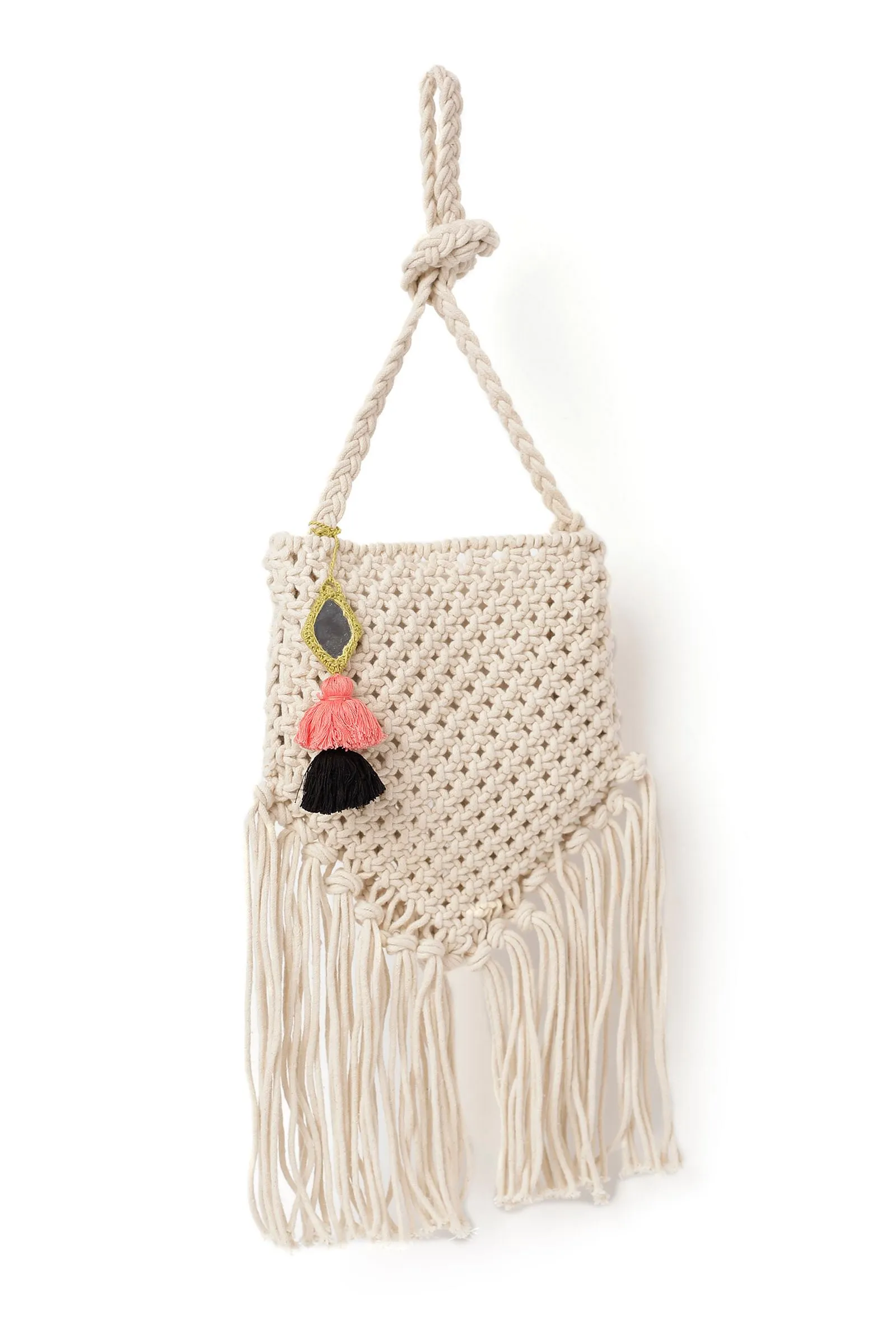 Fawn White Floral Macrame Tote Bag