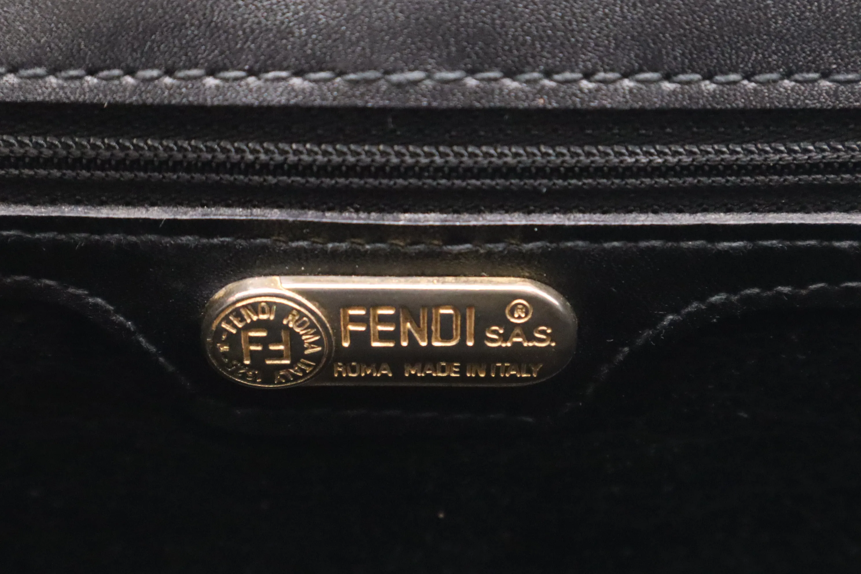 Fendi Medium Crossbody in Black Pequin Canvas