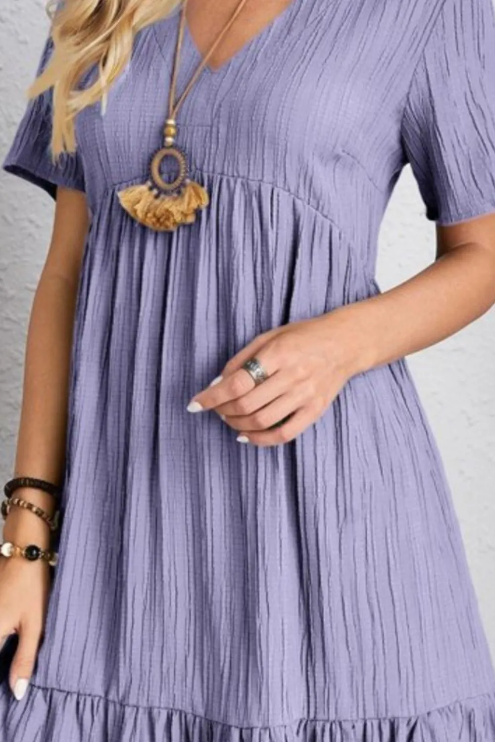 Full Size V-Neck Short Sleeve Dress