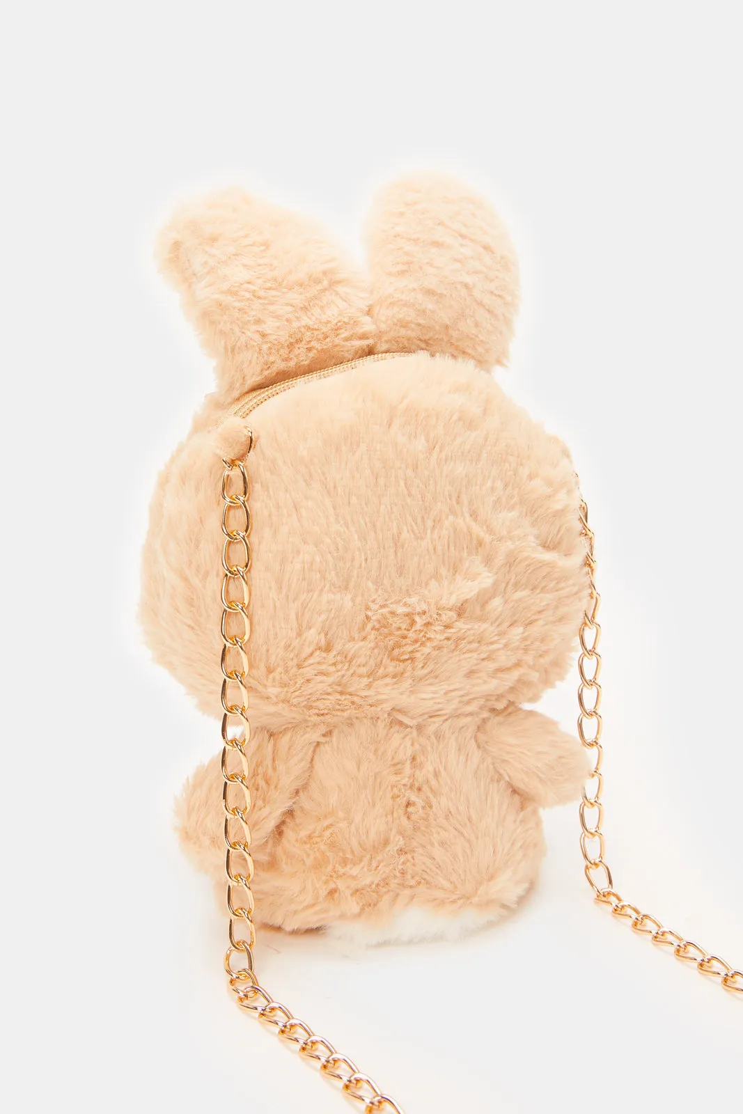 Girls Beige Rabbit Faux Fur Cross Body Bag