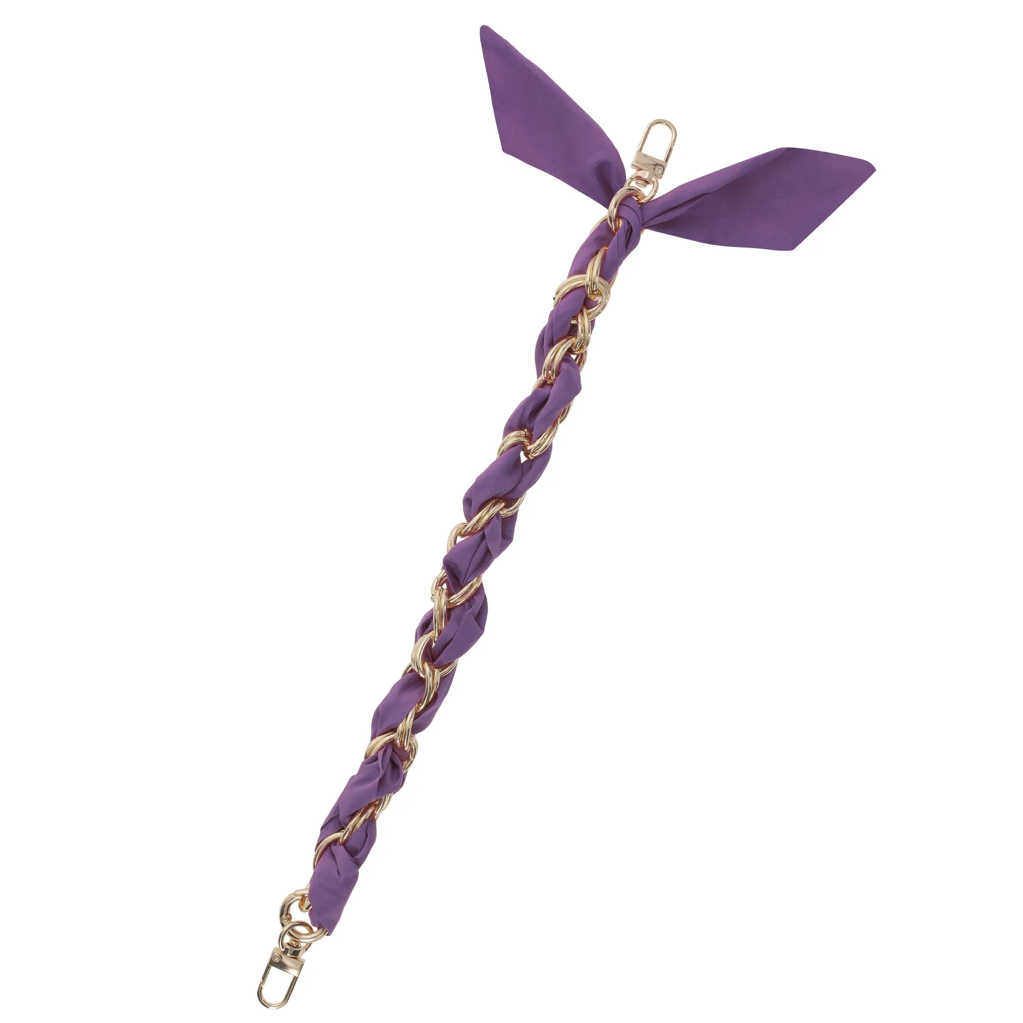 Gold Chain Wrist Strap - Luxury Purple Silk Satin scarf for 18mm-25mm canes