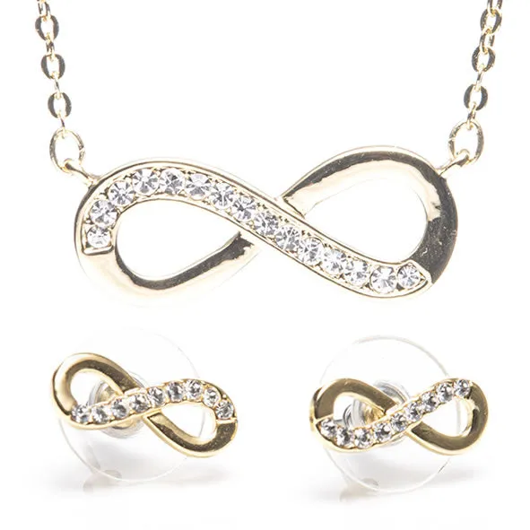 GOLD INFINITY PENDANT & EARRING SET