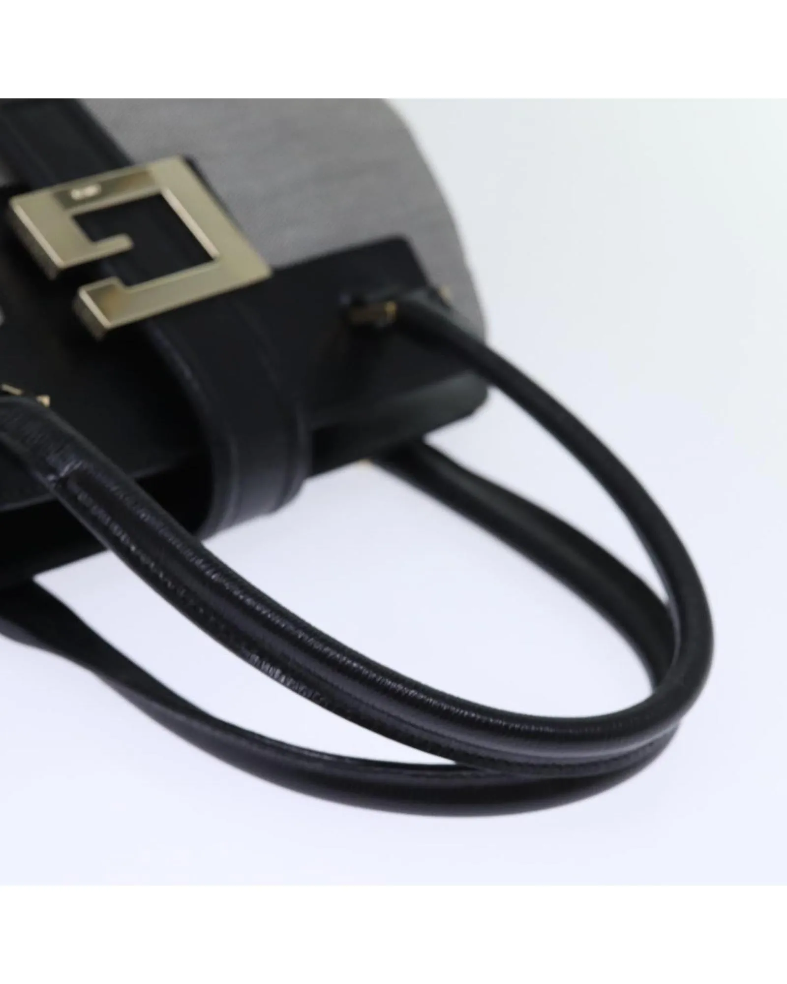 Gray Canvas Hand Bag with Metal Fittings - Made in Italy