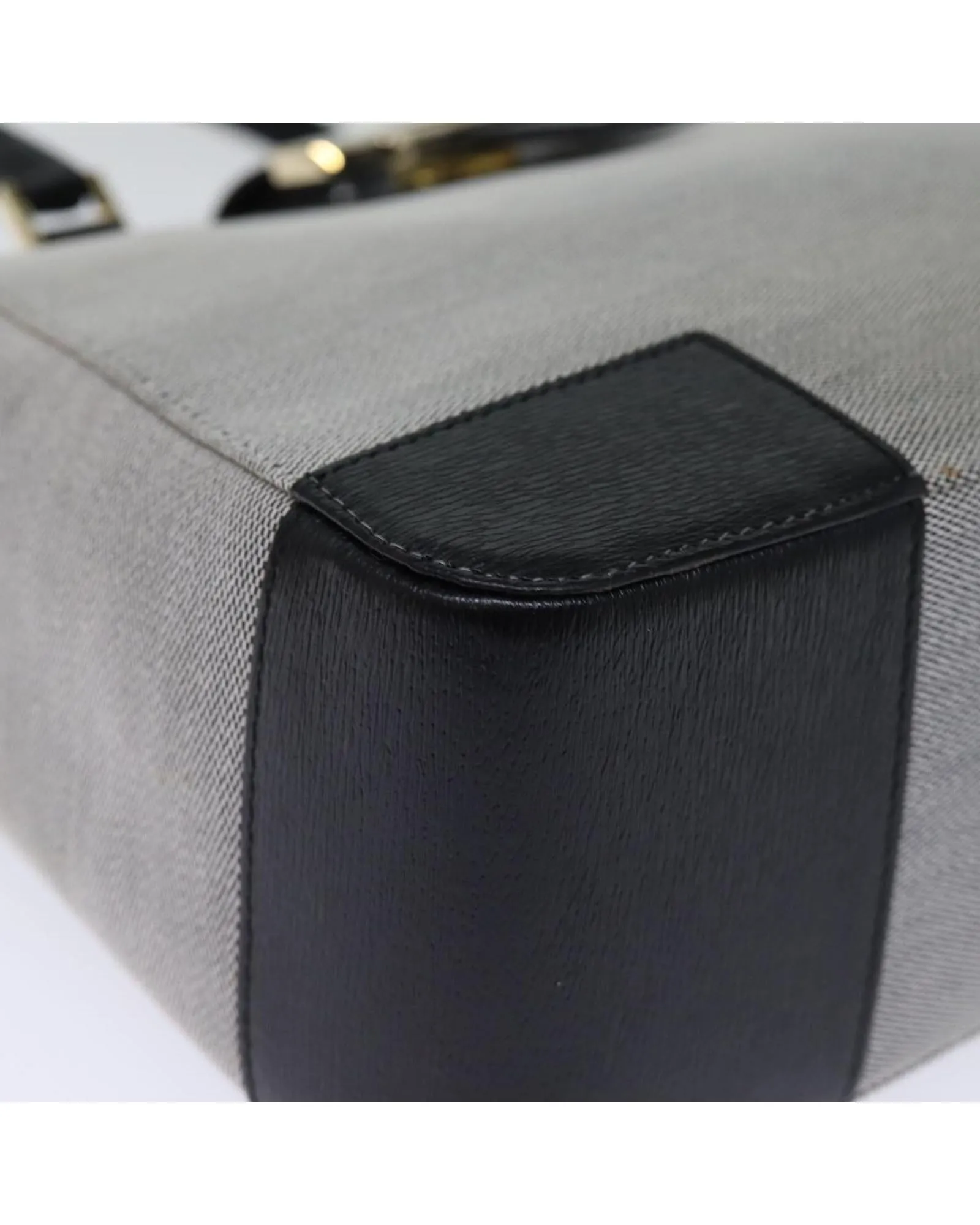 Gray Canvas Hand Bag with Metal Fittings - Made in Italy