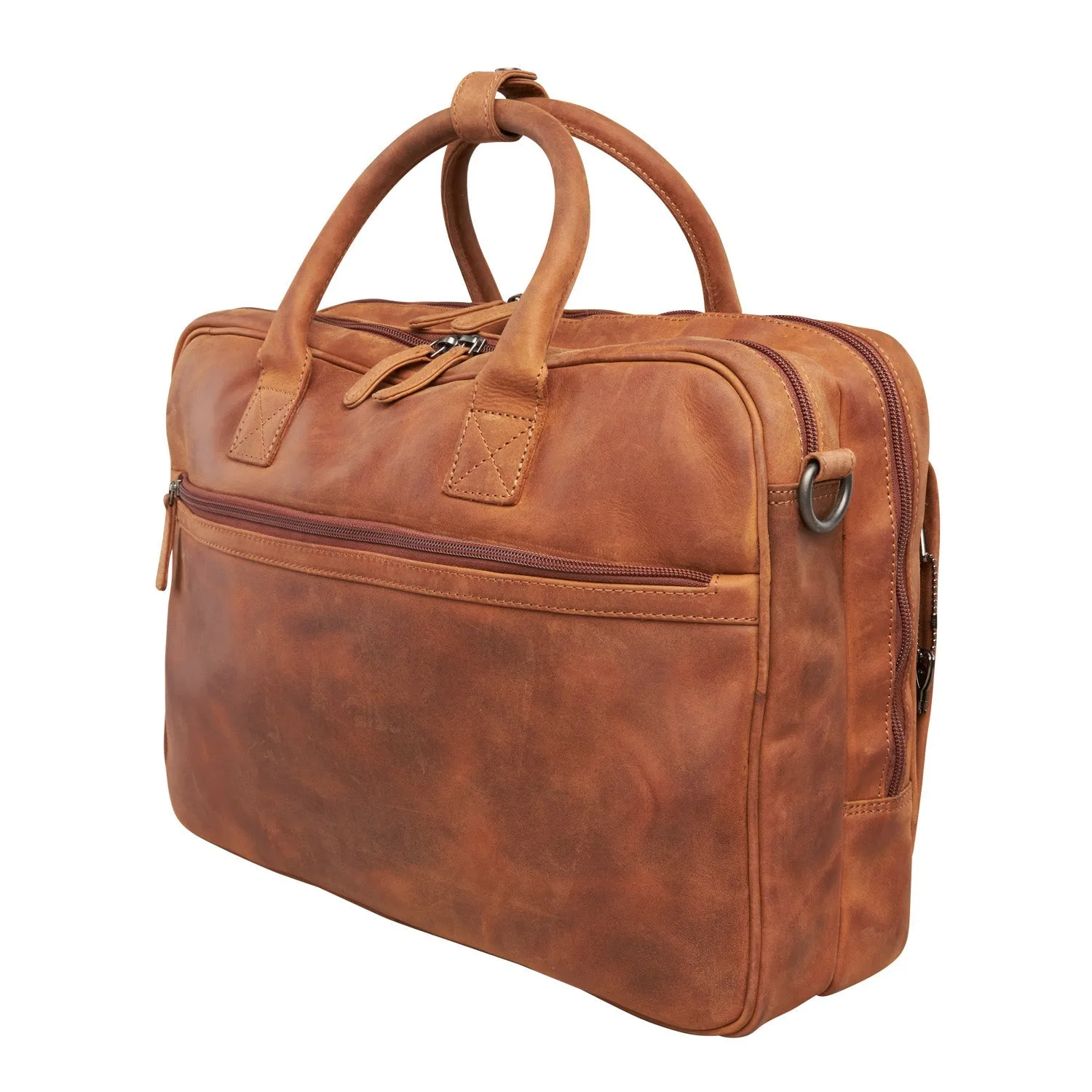 Hayden Distressed Leather Concealed Carry Briefcase with RFID Organizer