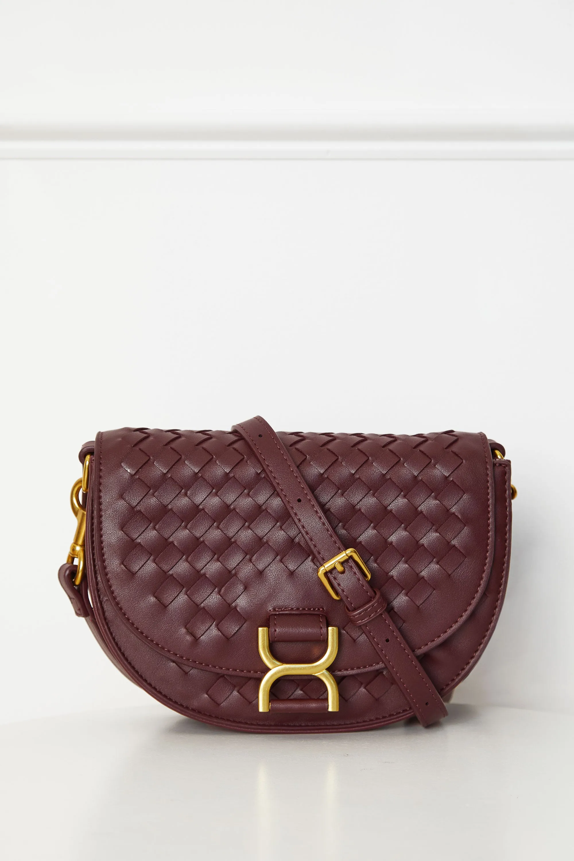 Heidi Burgundy Woven Crossbody Bag