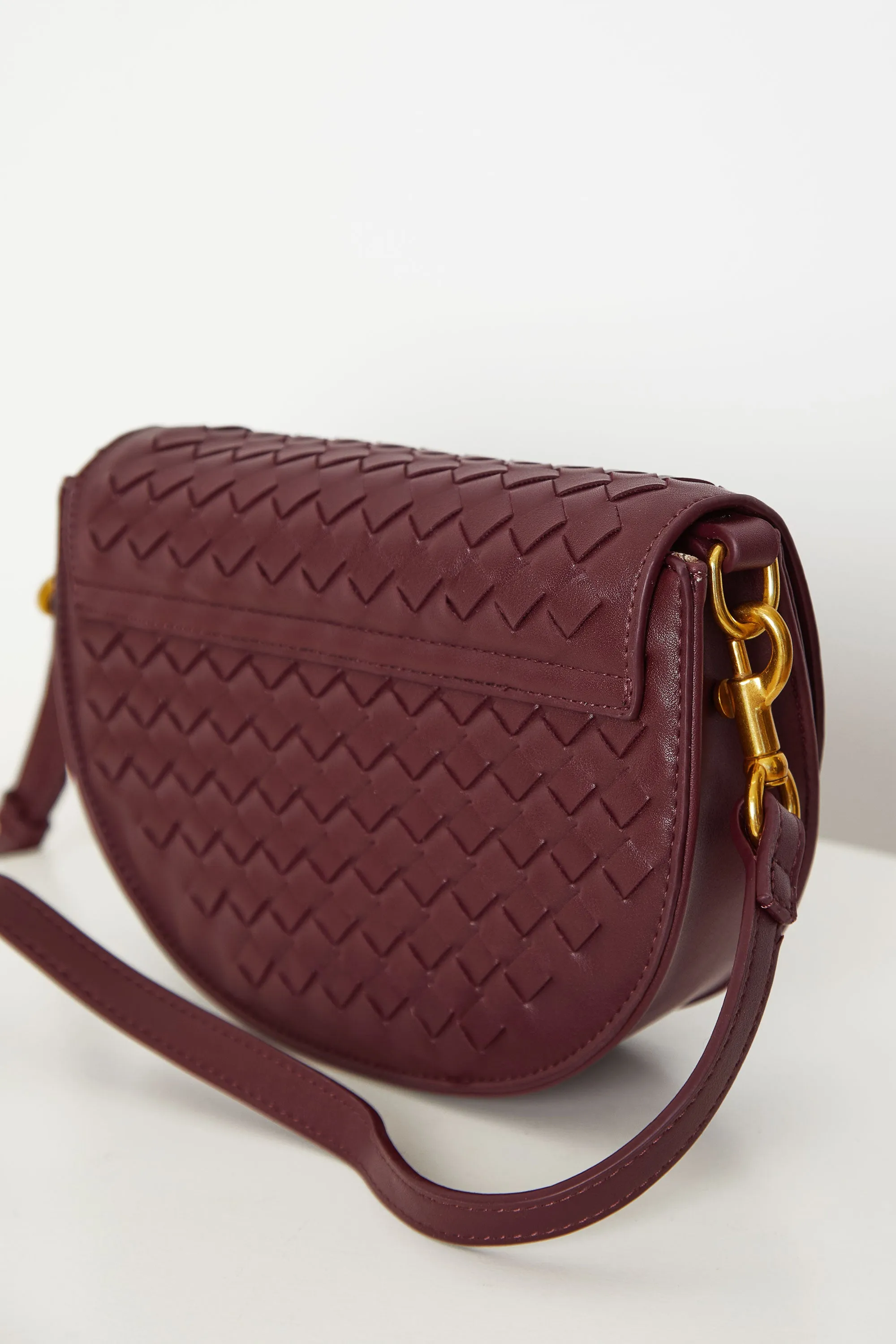 Heidi Burgundy Woven Crossbody Bag