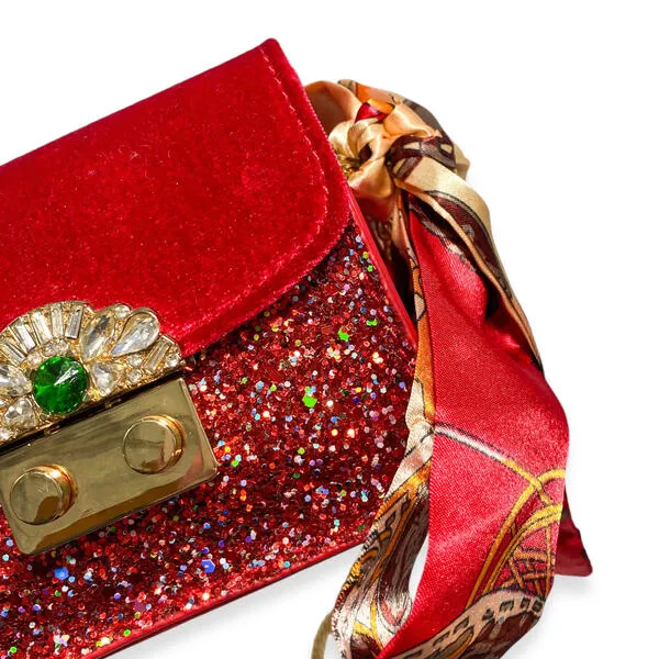 Jewel Glitter Mini Purse - red