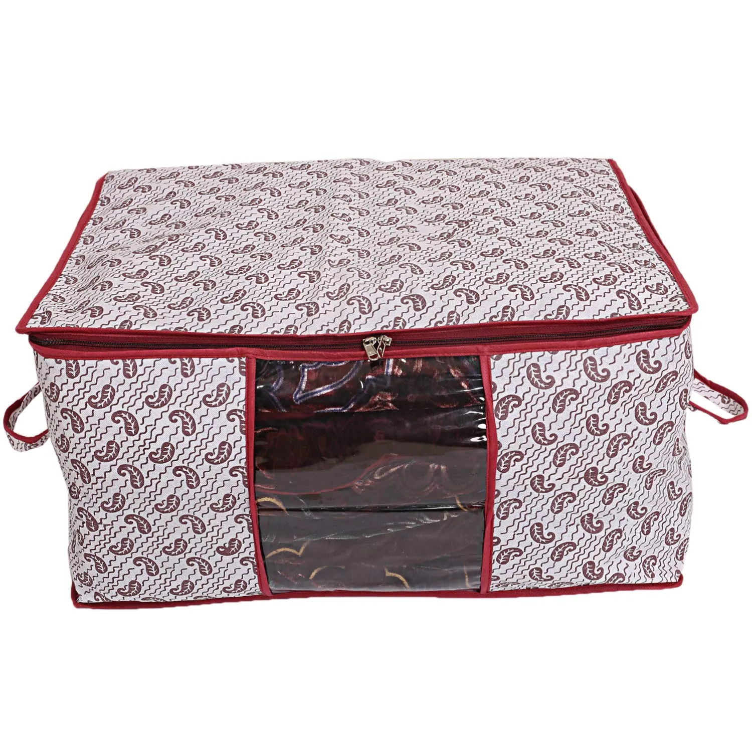 Kuber Industries Cairy Design 6 Piece Non-Woven Underbed Storage Organiser/Organiser, Extra Large (Maroon)