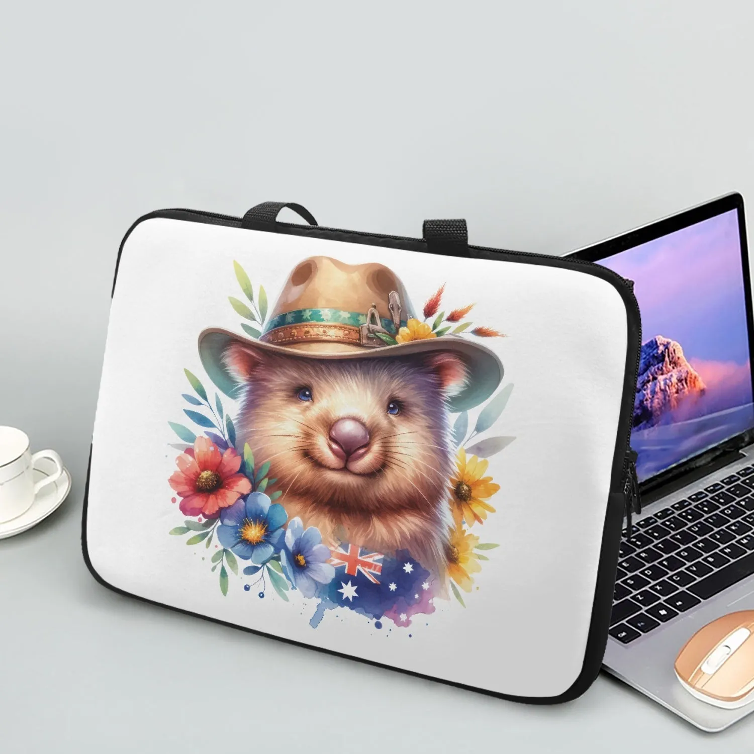 Laptop Sleeve with handles - Australian Animals - Wombat