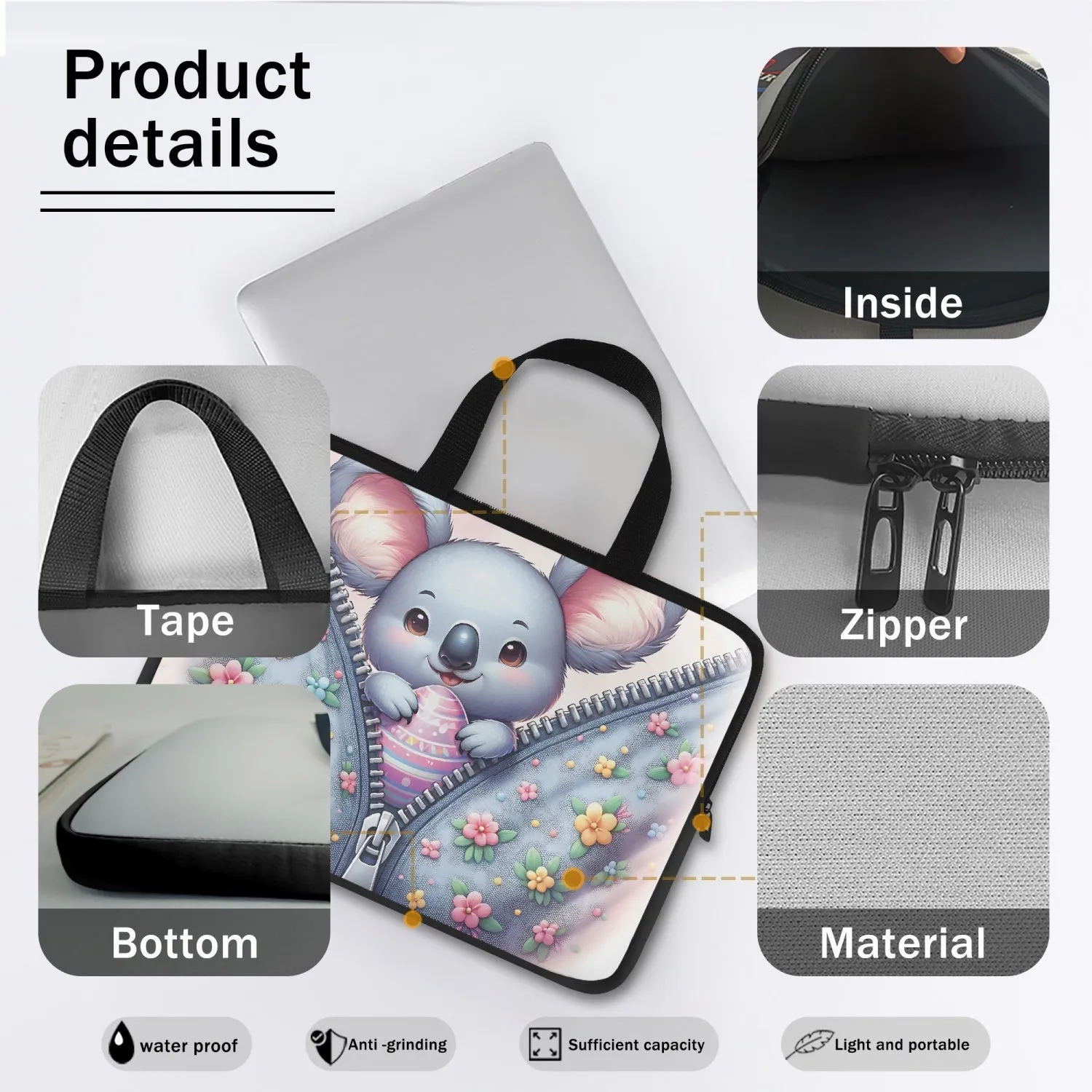 Laptop Sleeve with Handles - Easter - Koala