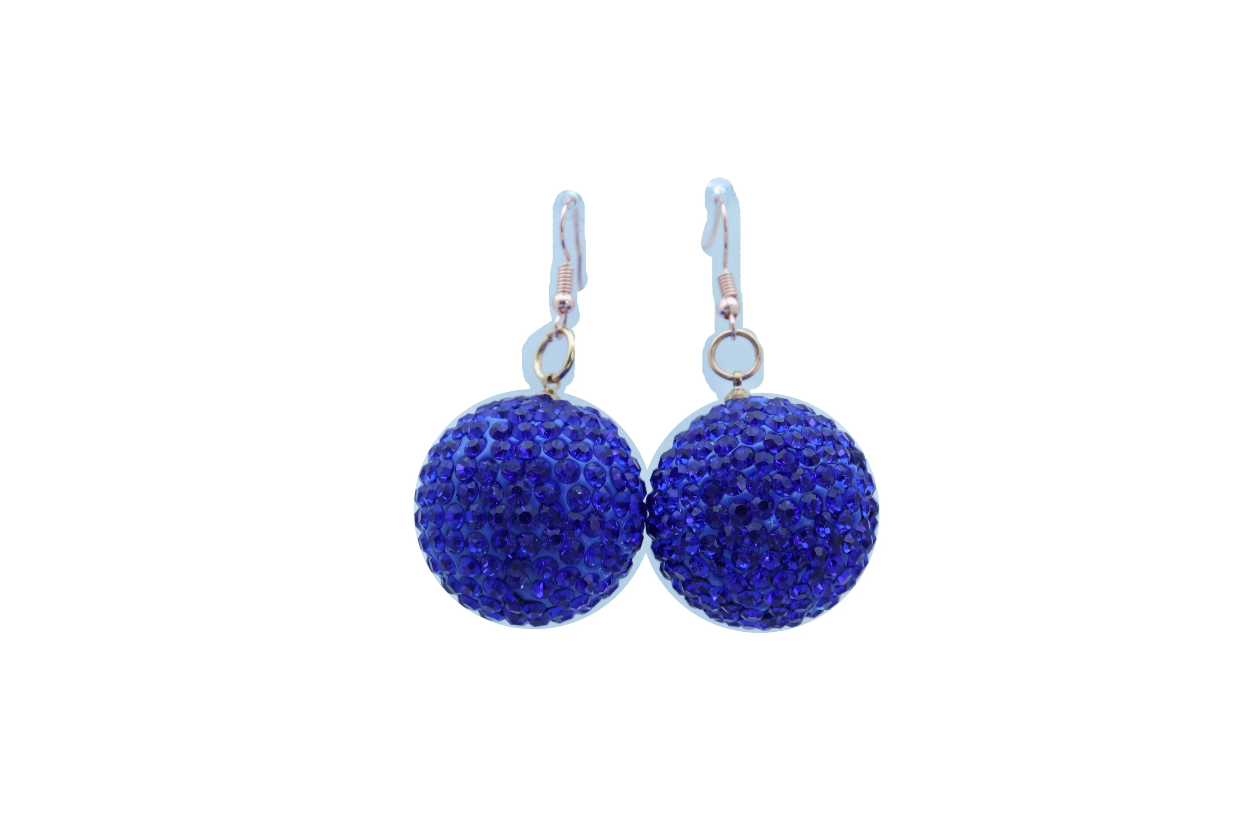 Large Blue Disco Ball Dangle Earrings