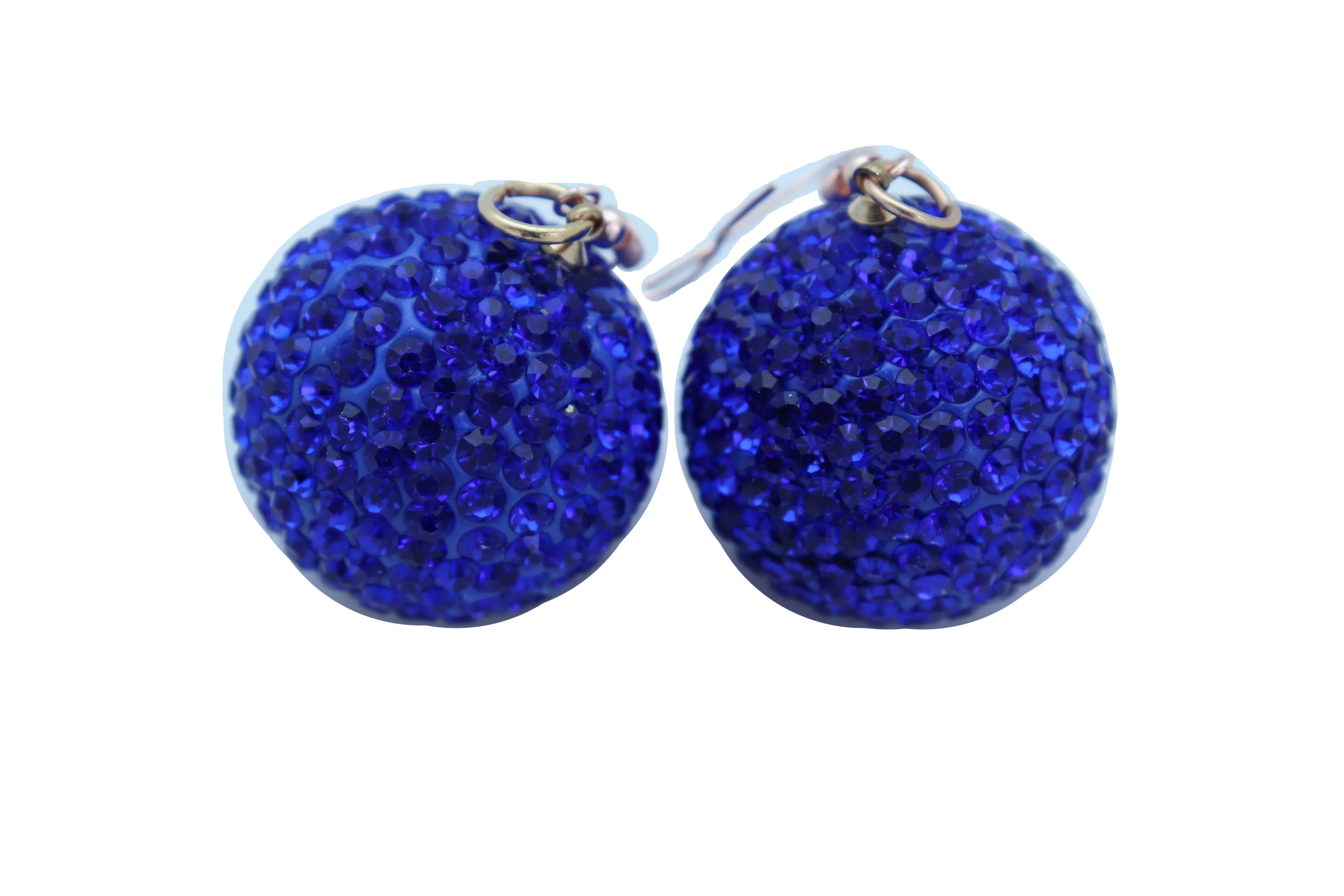 Large Blue Disco Ball Dangle Earrings