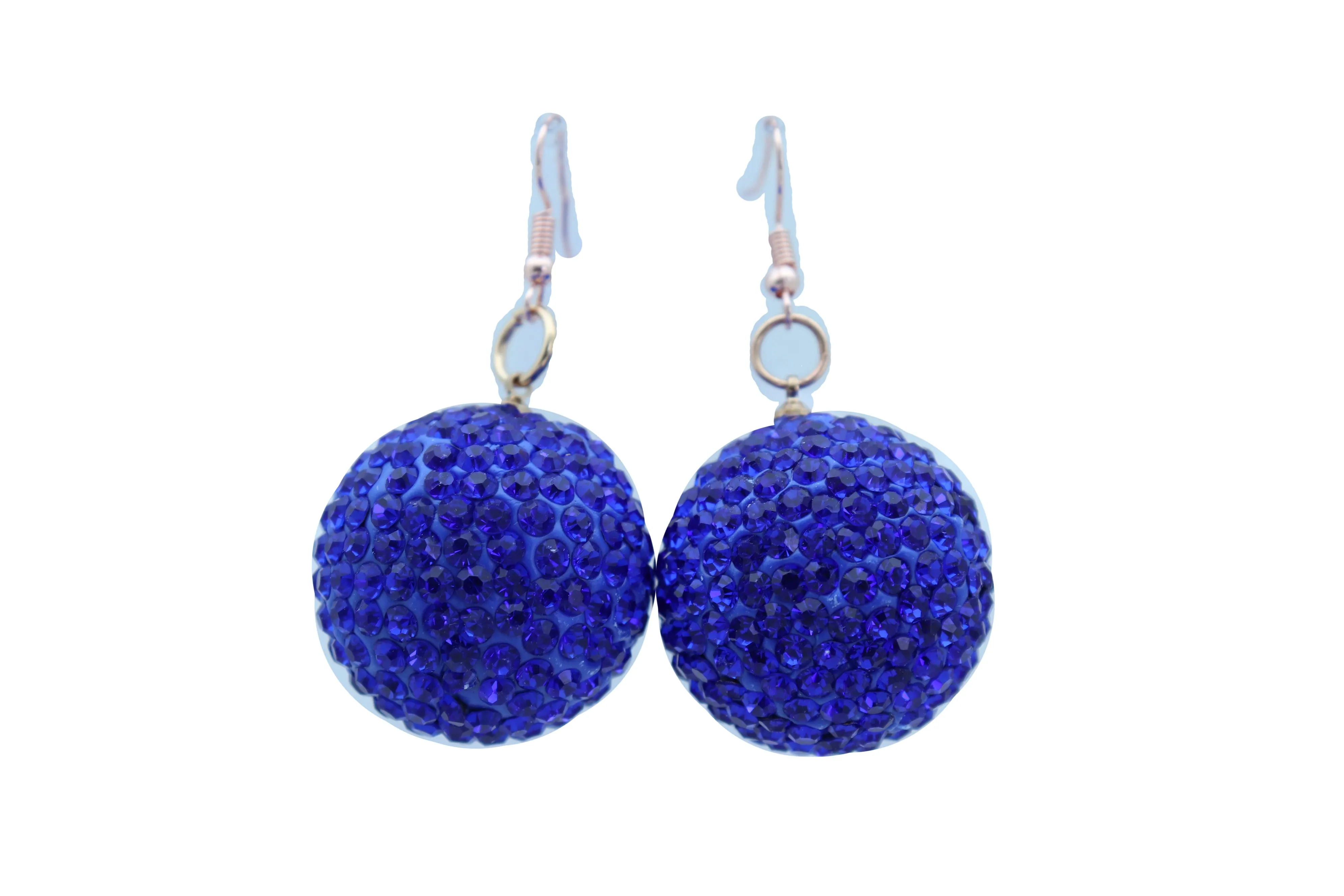 Large Blue Disco Ball Dangle Earrings