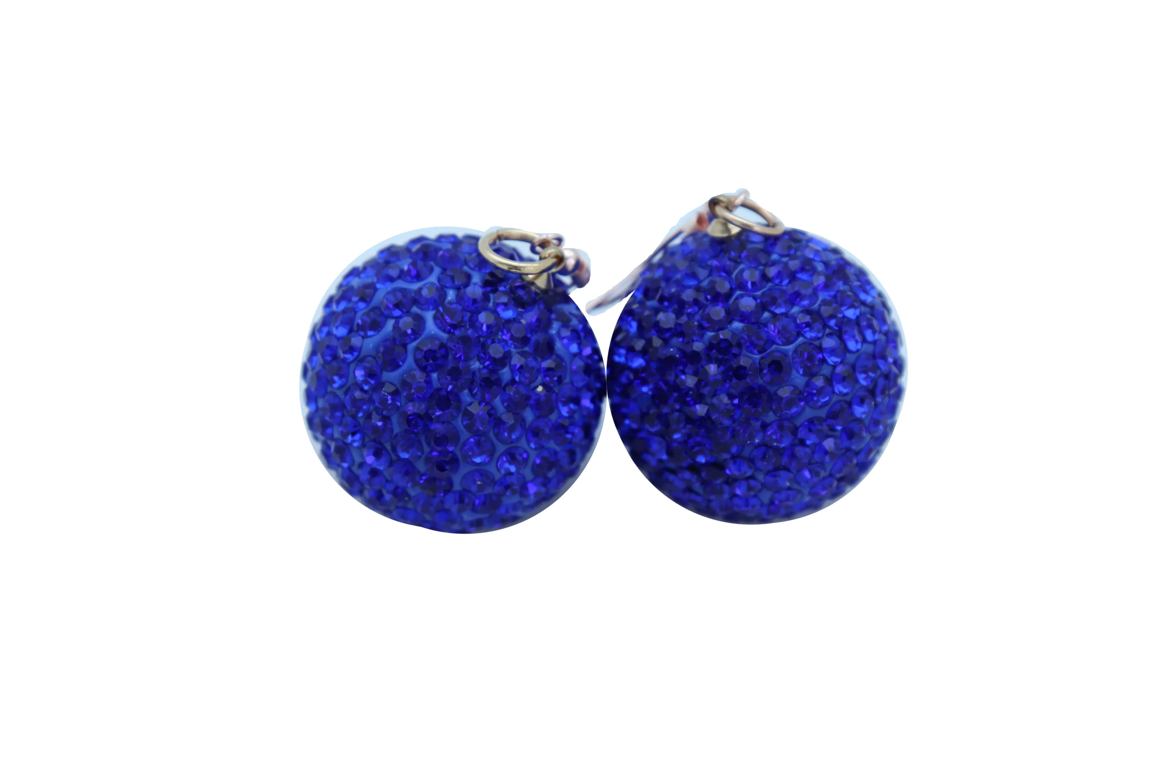 Large Blue Disco Ball Dangle Earrings