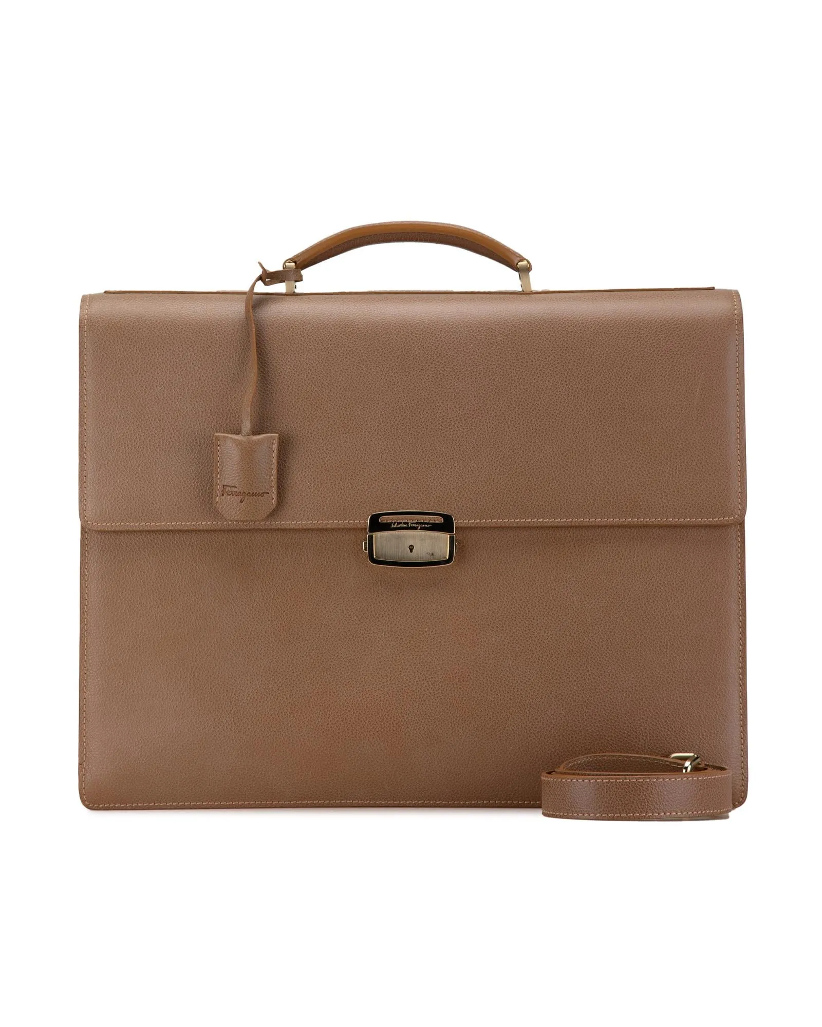 Leather Business Bag with Metal Lock Closure