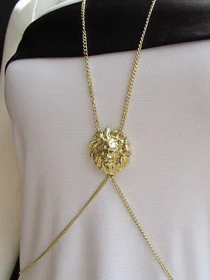 Lion Head Charm Harness Metal Body Chain