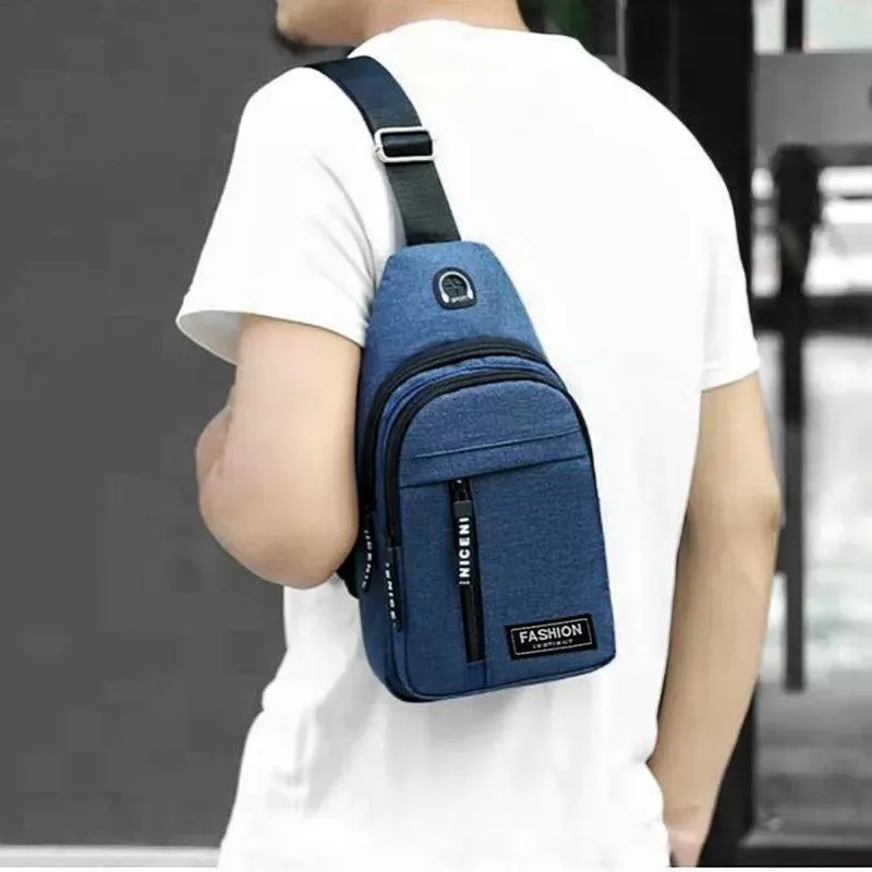 Men's Korean Style Chest Bag: Stylish Water-Resistant Messenger