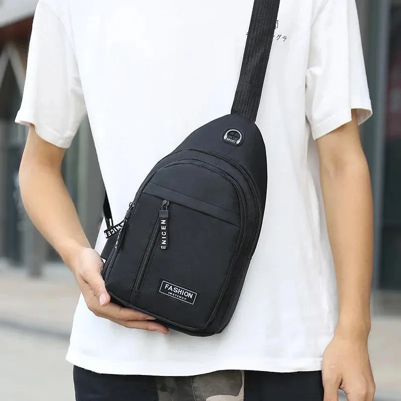 Men's Korean Style Chest Bag: Stylish Water-Resistant Messenger