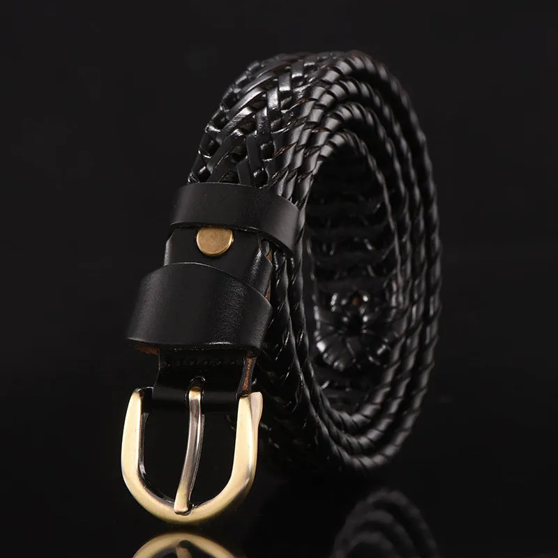 Men's Leather Belt Hand-Woven Korean Casual Versatile Simple Trendy Pant Belt