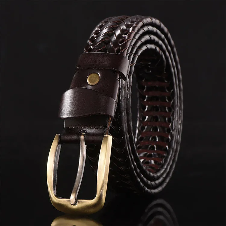 Men's Leather Belt Hand-Woven Korean Casual Versatile Simple Trendy Pant Belt