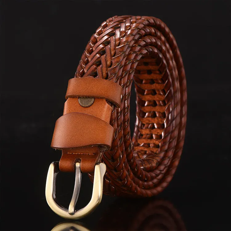 Men's Leather Belt Hand-Woven Korean Casual Versatile Simple Trendy Pant Belt