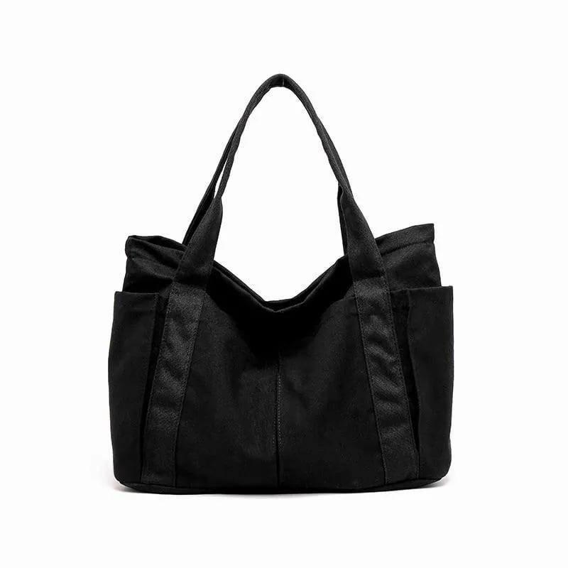 Oversize Functional Canvas Tote Bag | Shoulder Bag