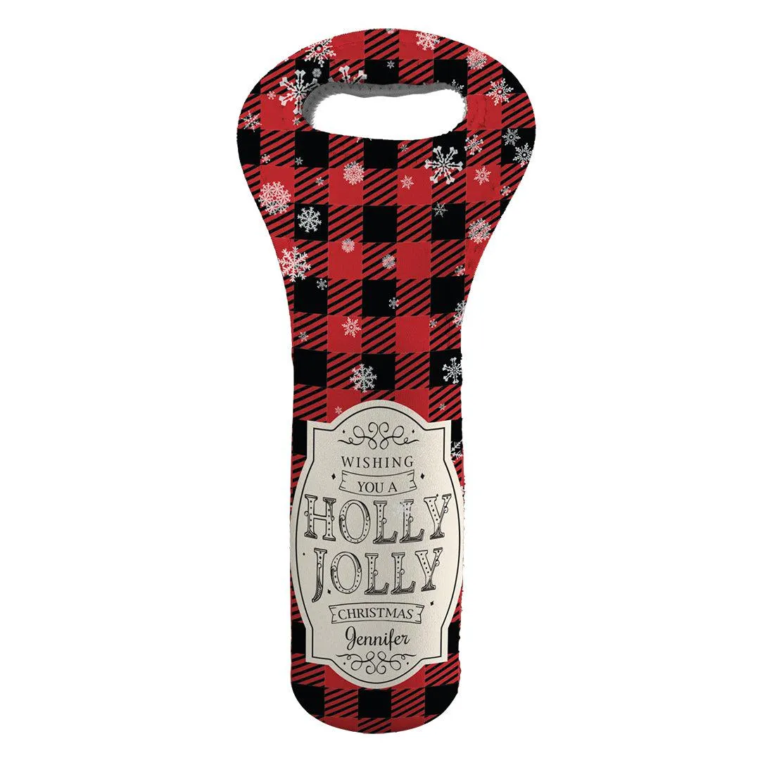 Personalized Holly Jolly Insulated Wine Gift Bag