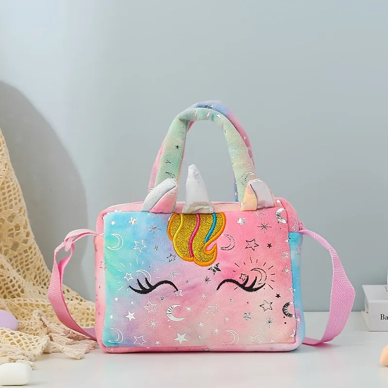 Playful Unicorn Embroidered Crossbody Bag for Girls - Lightweight, Fade-Resistant with Secure Zip Pocket