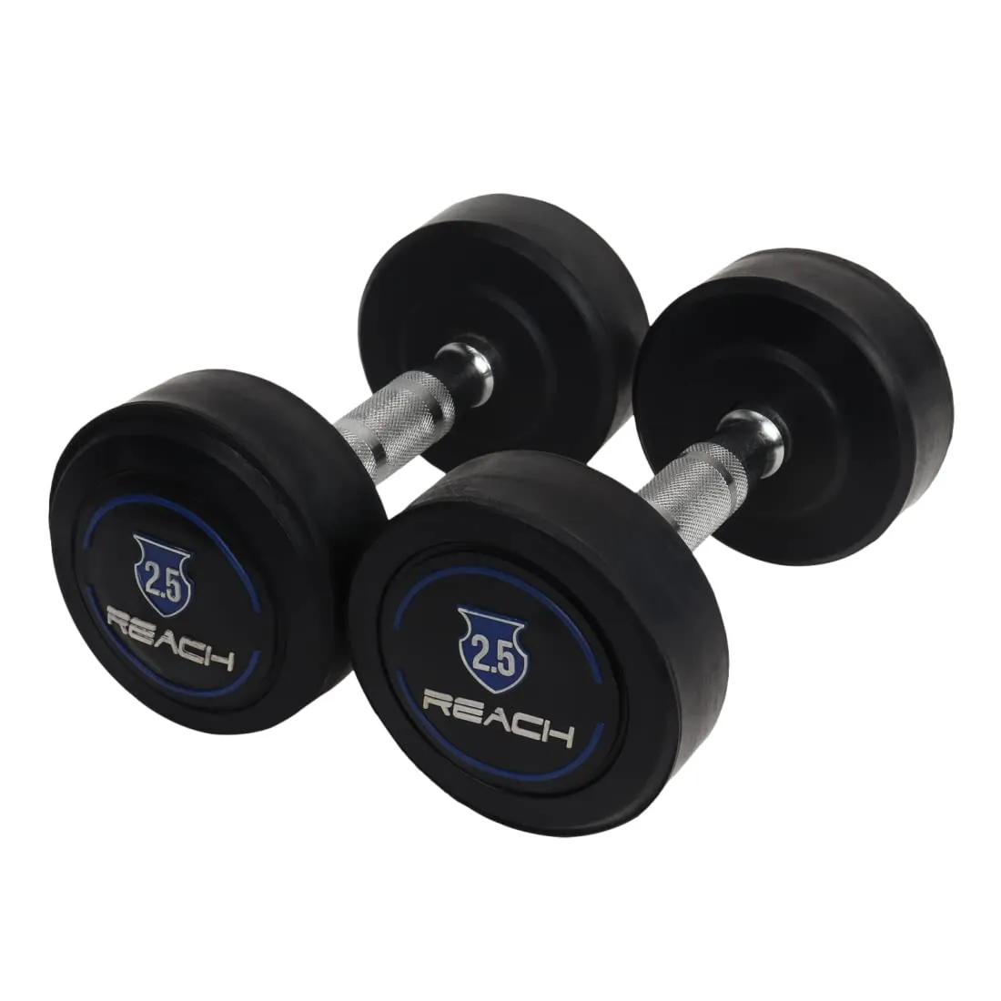 Reach Round Rubber Dumbbells 2.5 Kg Set of 2 for Men & Women | Gym Equipment Set for Home Gym Workout & Exercise | For Strength Training & Fitness Accessories & Tools (Fixed Dumbbells , Black)