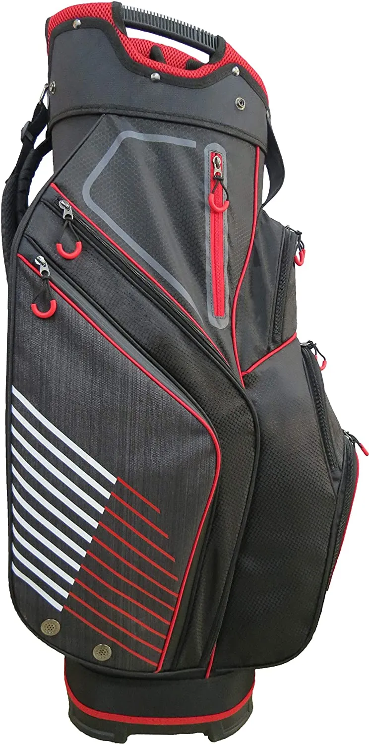 Rife Golf Premium Black Red Gray Cart Bag 10 inch, 14-Way Friendly Separator Top